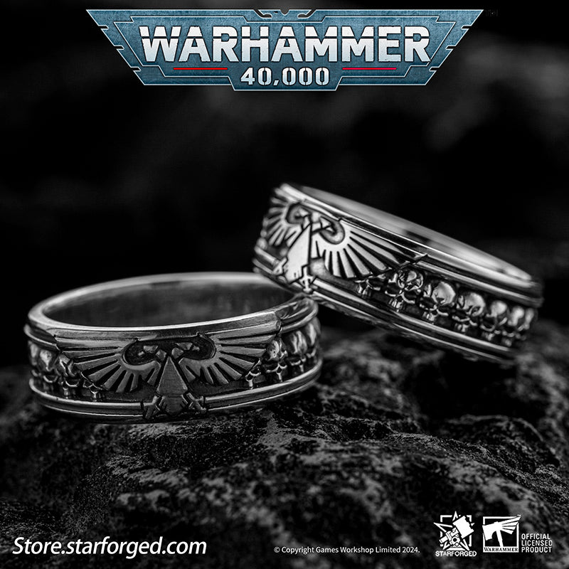 Starforged Insignia Aquilon Imperium of Man Warhammer Imperial Aquila Ring Silver